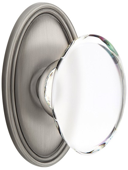 Oval Rosette Door Set With Hampton Crystal Knobs in Antique Pewter.